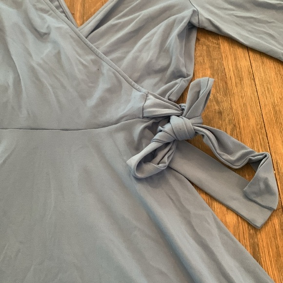 Gray Blue Wrap Style A Line Dress Long Sleeve Forever 21 Small - Picture 3 of 5